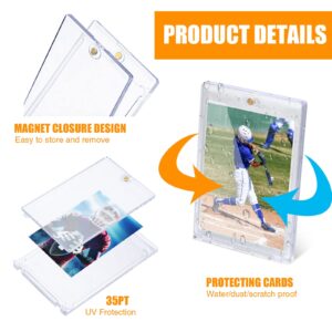 Magnetic Card Holders 35 pt Hard Cards Sleeves Case for Trading Cards Baseball Football Card Protector Case Fit for Collectible Trading Cards, Sports, Game and Credit Cards Protectors (90 Pcs)