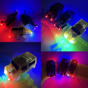 KERMCTCOKID Tracks Cars Replacement with LED Light Glow Car Toys, Glow in The Dark, Race Car Track Compatible with Car Tracks Toys for Kids for Boy Girl Age 3-12 Years Old(3PCS)