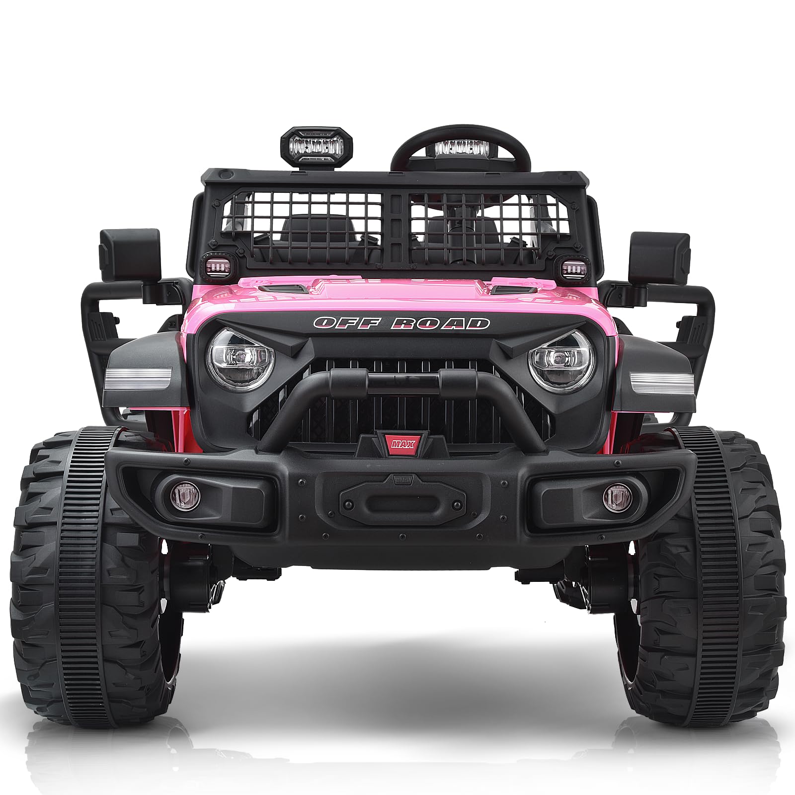 Blitzshark 24V MAX Ride-on Truck 2 Seater 4WD Kids Electric Vehicle 4x4 XXL Battery Powered Car, with 480W Ultra Powerful Motor, 7AH Battery, Remote Control, Full-Metal Suspension& DIY Sticker, Pink