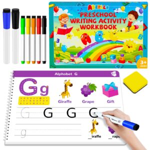 Handwriting Practice Book for Kids, Toddler Preschool Learning Activity for 3 4 5 Year Old, Kindergarten Educational Toys, Montessori Toys Learn Number Letters/ Shapes/ Animal/ Sight Words Workbook