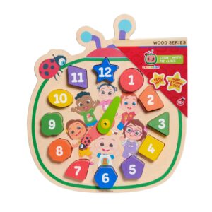 CoComelon Count with Me Wooden Clock, Recycled Wood, Learning and Education, Officially Licensed Kids Toys for Ages 18 Month by Just Play