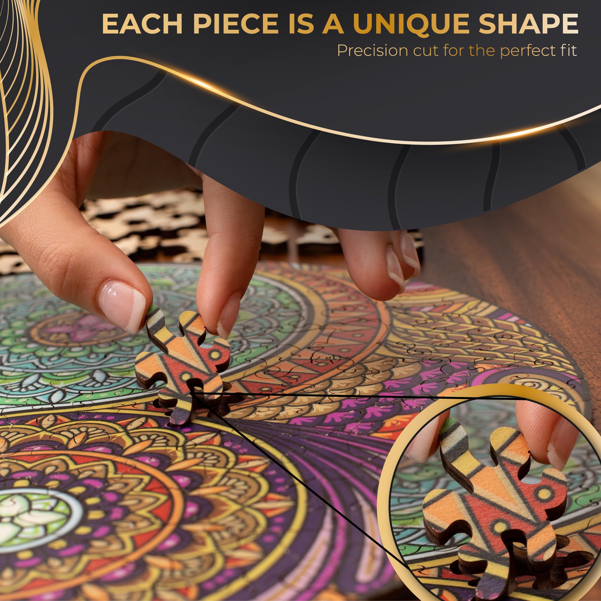 ZenChalet - Yin Yang Jigsaw Puzzles for Adults 200 Piece - Wooden Jigsaw Puzzle for Aduls, Perfect as Spiritual Puzzle Gifts, Uniquely Shaped Pieces - Mind Puzzle for Adults