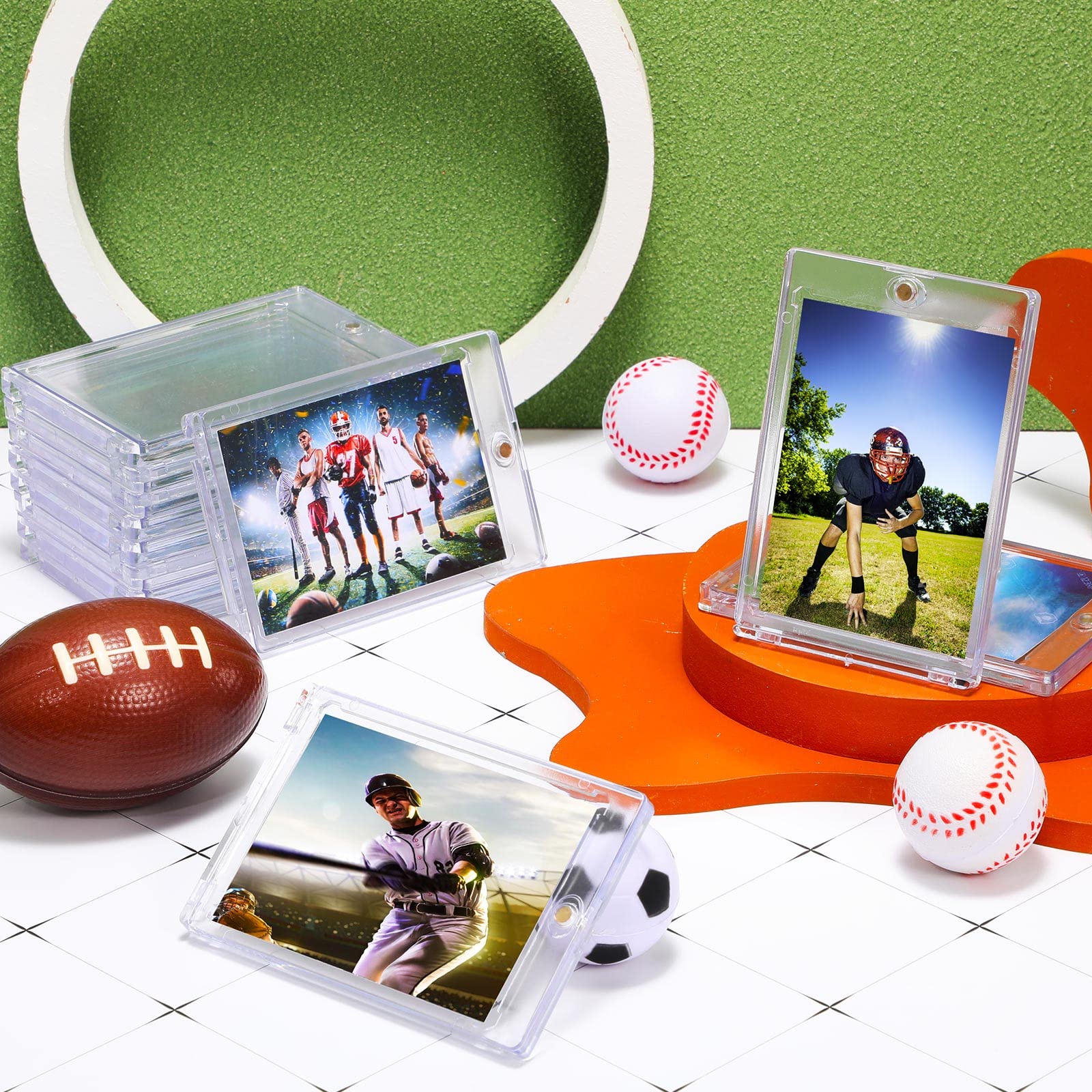 Magnetic Card Holders 35 pt Hard Cards Sleeves Case for Trading Cards Baseball Football Card Protector Case Fit for Collectible Trading Cards, Sports, Game and Credit Cards Protectors (90 Pcs)