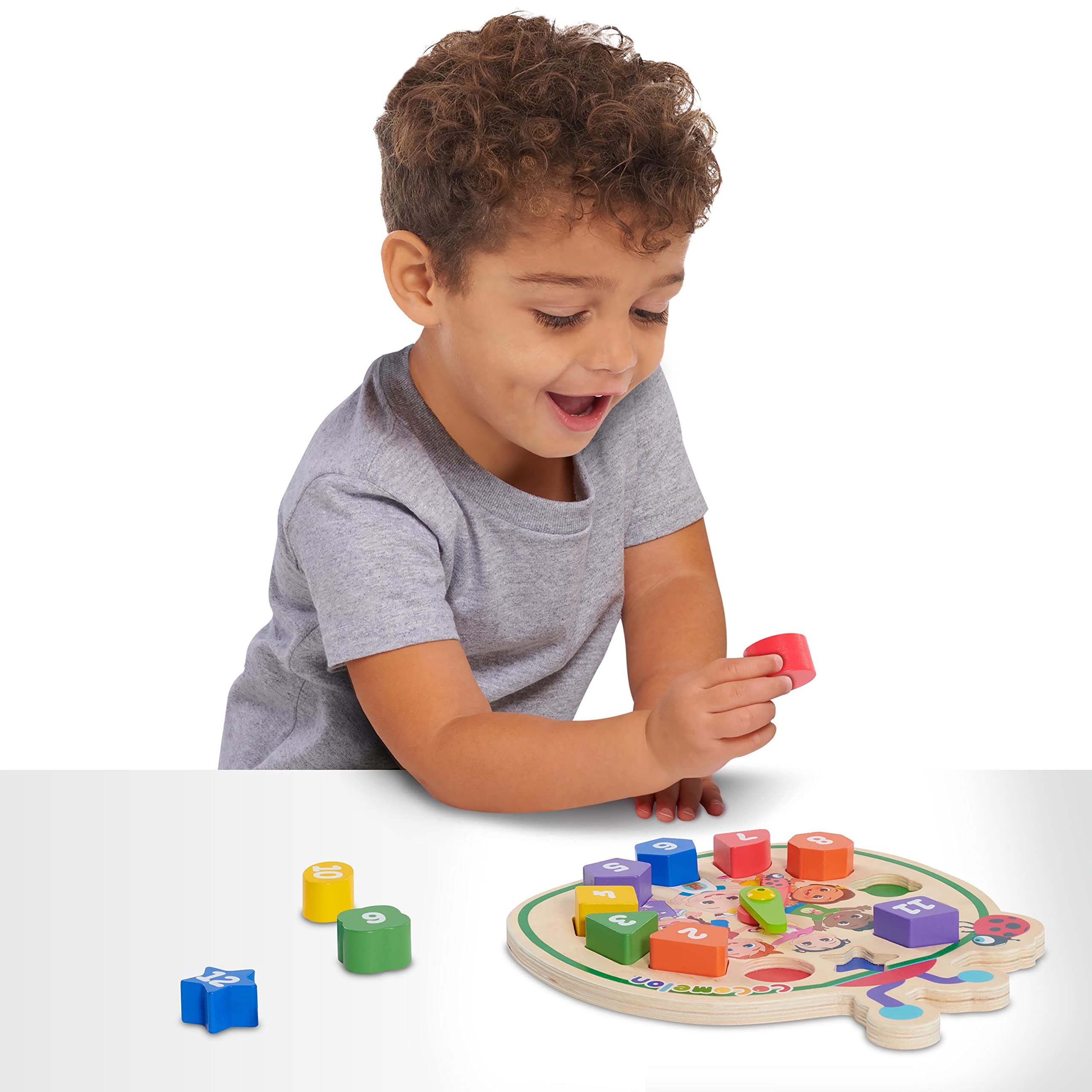 CoComelon Count with Me Wooden Clock, Recycled Wood, Learning and Education, Officially Licensed Kids Toys for Ages 18 Month by Just Play