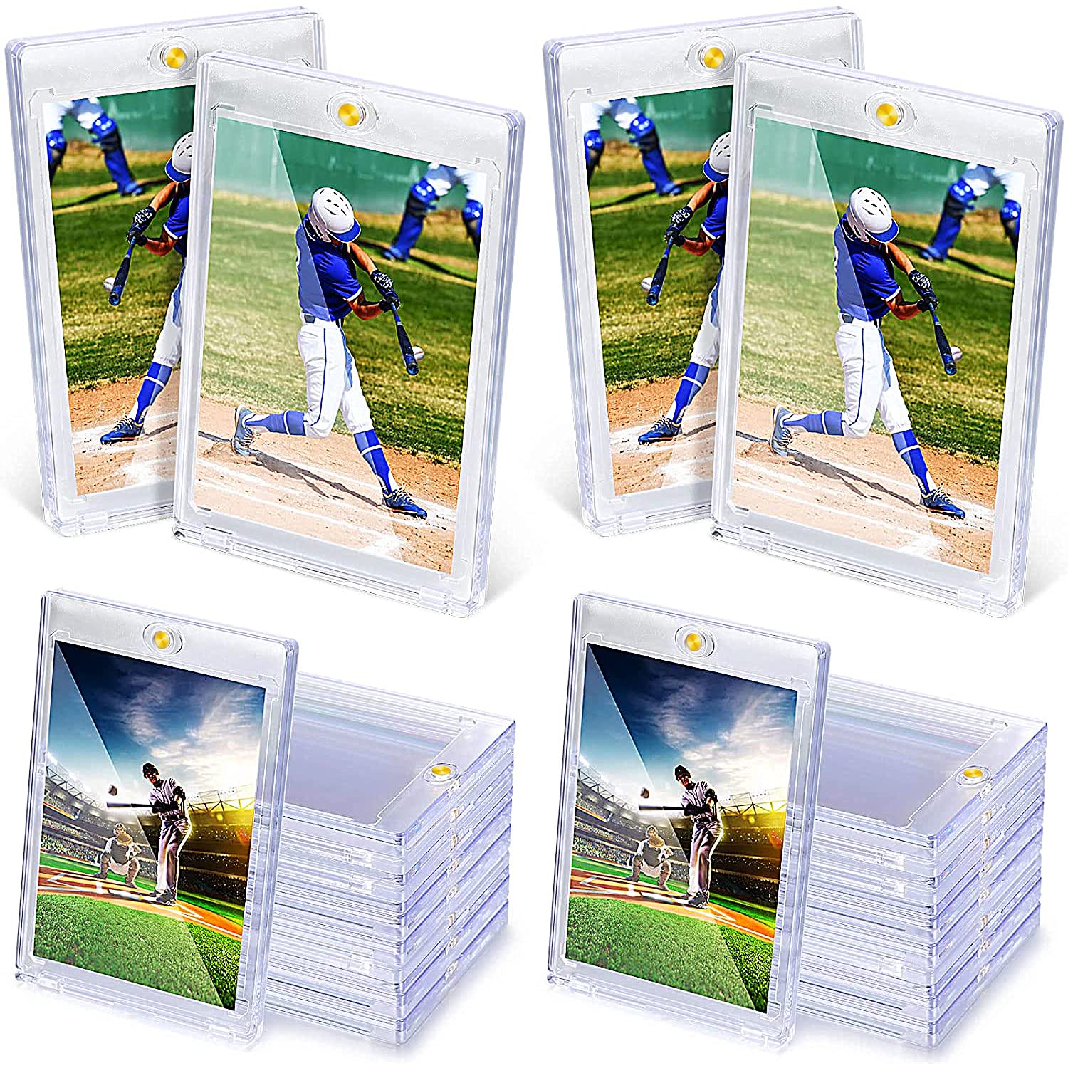 Magnetic Card Holders 35 pt Hard Cards Sleeves Case for Trading Cards Baseball Football Card Protector Case Fit for Collectible Trading Cards, Sports, Game and Credit Cards Protectors (90 Pcs)