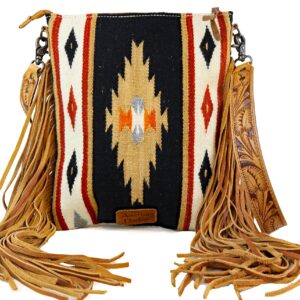 American Darling Aztec And Fringe Crossbody In Black ADBG298G