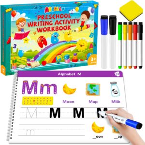 Handwriting Practice Book for Kids, Toddler Preschool Learning Activity for 3 4 5 Year Old, Kindergarten Educational Toys, Montessori Toys Learn Number Letters/ Shapes/ Animal/ Sight Words Workbook