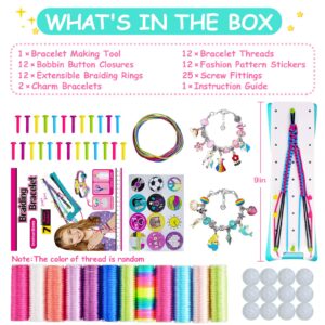 Friendship Bracelet Making Kit for Girls, Arts and Crafts for Kids Ages 8-12, DIY Jewelry Making Kit for 6 7 8 9 10 11 12 Years Old Girls, Birthday Gifts for Teen Girls Toys, Extra 2 Charm Bracelets