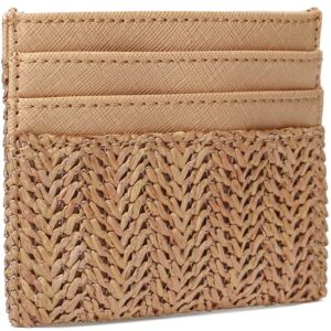 YIKOEE Straw Purse for Women Summer Beach Woven Bag With PomPom (Light Khaki)