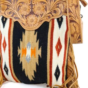 American Darling Aztec And Fringe Crossbody In Black ADBG298G