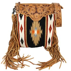 American Darling Aztec And Fringe Crossbody In Black ADBG298G