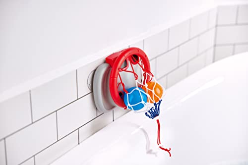 Hape Bath Time Basketball Elephant Pal | Bathtub Shooting Game, 1 Hoop with Suction Cups and 4 Balls, for Children 18 Months+