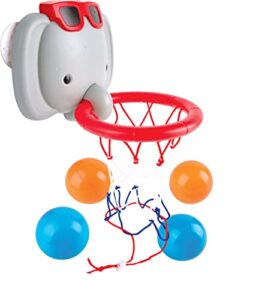 hape bath time basketball elephant pal | bathtub shooting game, 1 hoop with suction cups and 4 balls, for children 18 months+