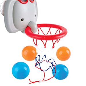 Hape Bath Time Basketball Elephant Pal | Bathtub Shooting Game, 1 Hoop with Suction Cups and 4 Balls, for Children 18 Months+