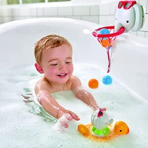 Hape Bath Time Basketball Elephant Pal | Bathtub Shooting Game, 1 Hoop with Suction Cups and 4 Balls, for Children 18 Months+