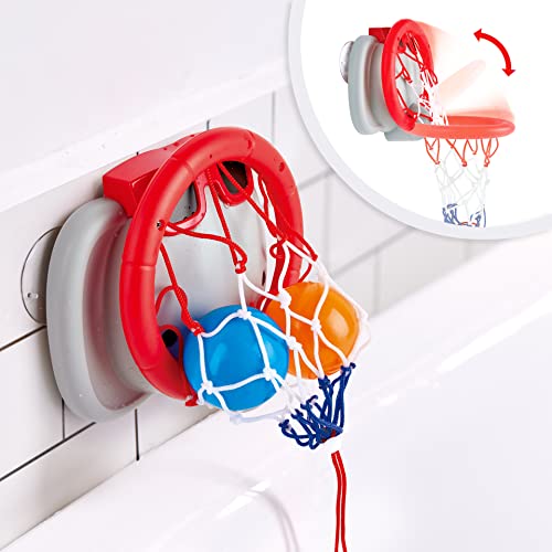 Hape Bath Time Basketball Elephant Pal | Bathtub Shooting Game, 1 Hoop with Suction Cups and 4 Balls, for Children 18 Months+