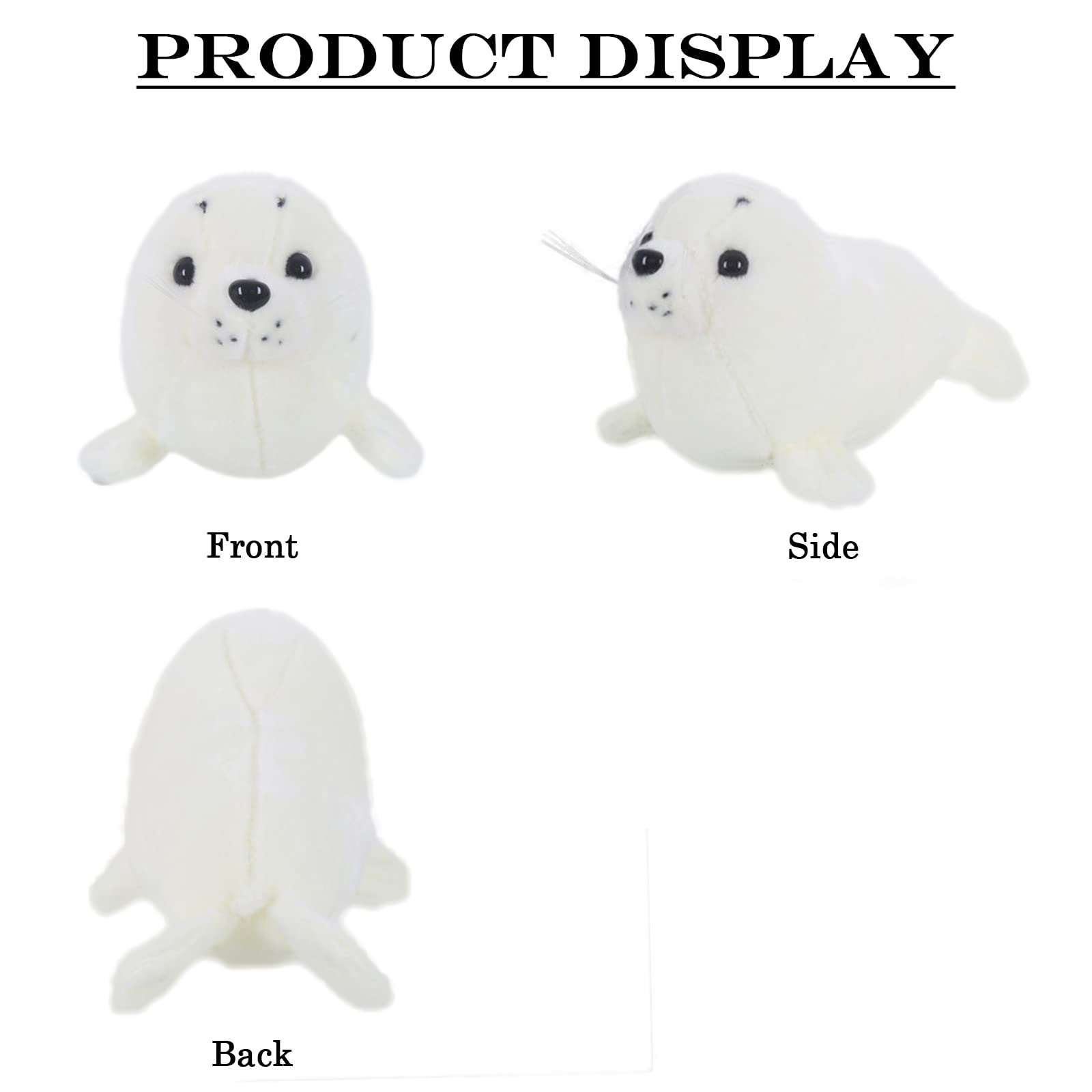 Seal Plush Stuffed Animal White Cute Toy Pillow Kawaii Doll for Kids, 11.8 inch