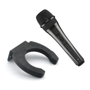 DGHAOP 2pcs Microphone Clip Black 44mm ID Microphone Stand Wall Mount Type Clamp with Screws