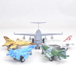 Ailejia Army Airplane Toys Set of 5, Military Aircraft Fighter Trucks Vehicle Die Cast Metal Military Plane Model Army Air Force Diecast Metal Pull Back Plane for Boys (Aircraft)