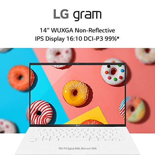 LG gram (2022) 14Z90Q Ultra Lightweight Laptop, 14" (1920x1200) IPS Display, Intel Evo 12th Gen i5 1240P Processor, 8GB LPDDR5, 512GB NVMe SSD, FHD Webcam, WiFi 6E, Thunderbolt 4, Windows11, White