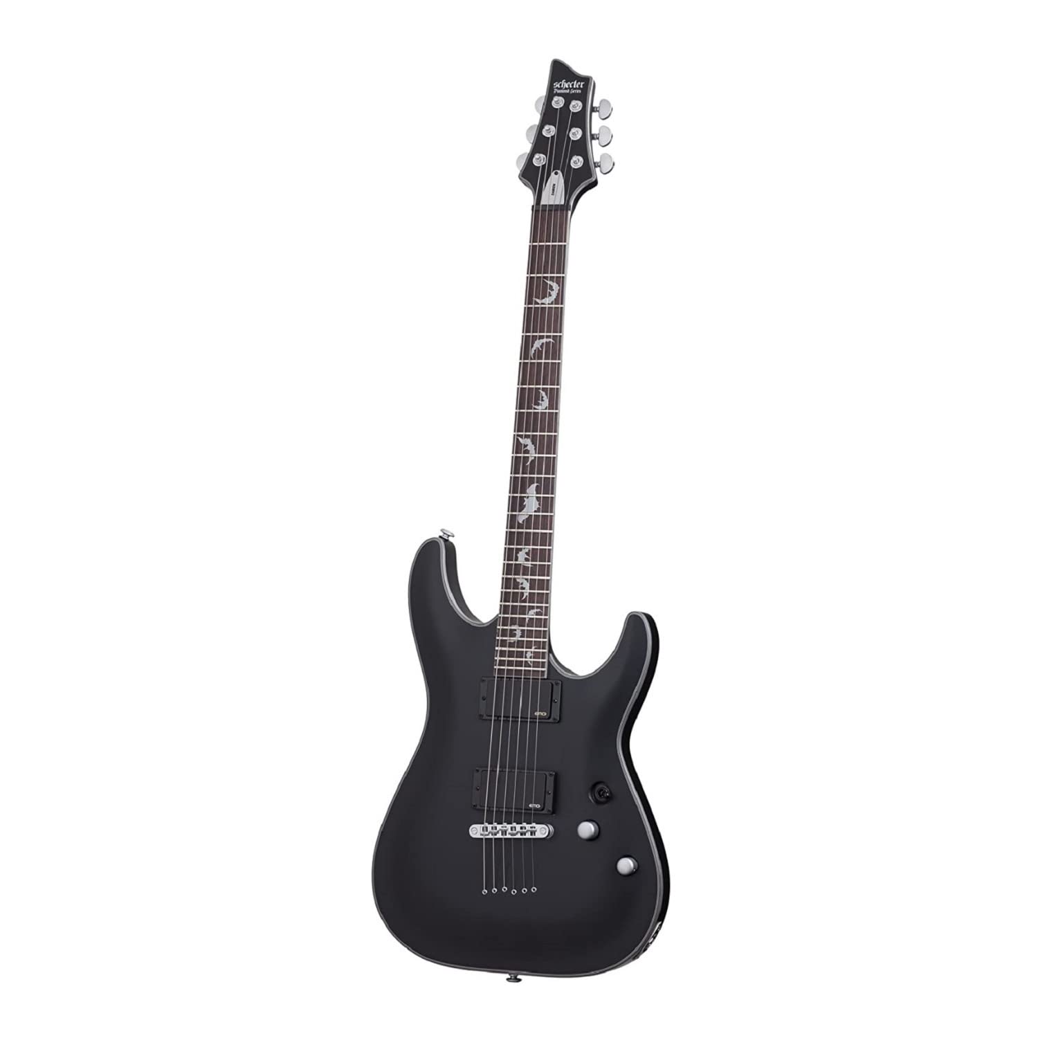 Schecter Damien Platinum-6 6-String Electric Guitar (Right-Hand, Satin Black) Bundle with Protective Carrying Case (2 Items)