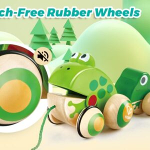 Hape Pull Along Frog Family with Anti-Rollover Wheels, Toddler Push and Pull Toys