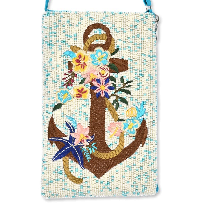 Bamboo Trading Club Bag Floral Anchor, 7.5-inch Width