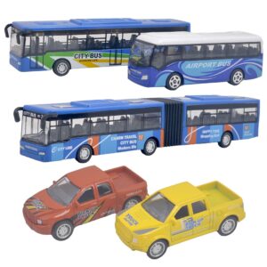 Ailejia Die Cast Metal Toy Cars Set of 5, New York City Bus and Vehicle for Boys Girls Birthday Gift