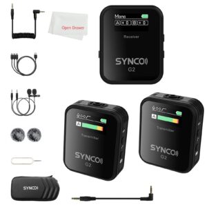 synco g2-a2 lavalier microphone 2.4g lapel microfone lavalier mic system for smartphone table dslr camera realtime monitoring youtube (g2-a2 microphone)