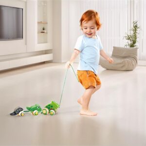 Hape Pull Along Frog Family with Anti-Rollover Wheels, Toddler Push and Pull Toys