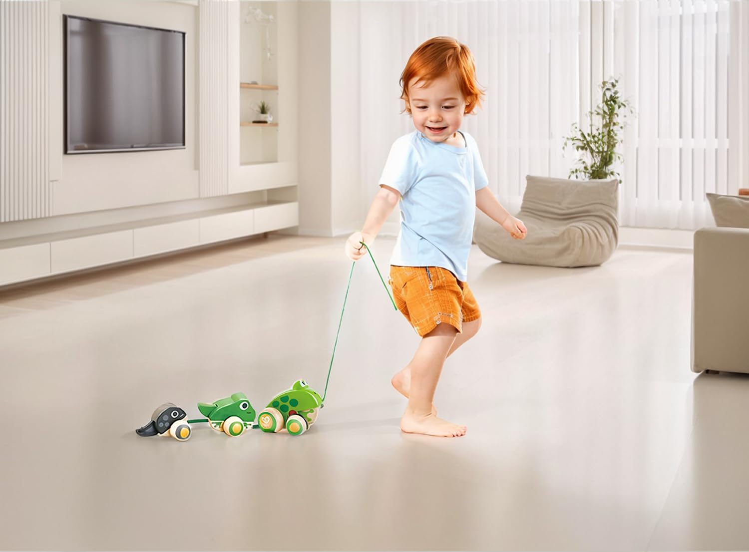 Hape Pull Along Frog Family with Anti-Rollover Wheels, Toddler Push and Pull Toys