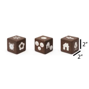 Demdaco Tell Me A Story Conversation Dice Woodgrain 2 inch Wood Travel Game Set