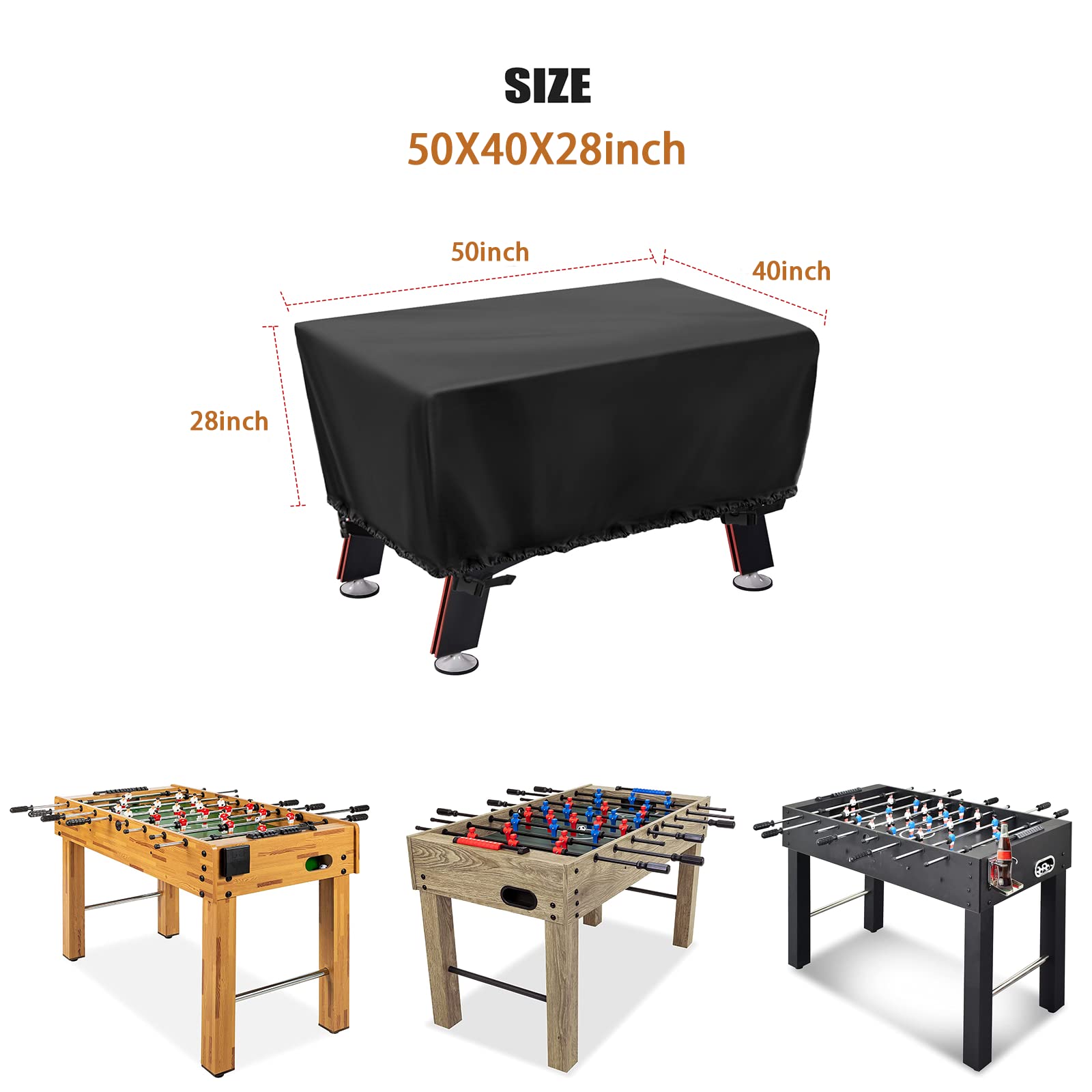 Andacar Foosball Table Cover,Waterproof Football Table Cover Soccer Table Cover Outdoor Indoor Fooseballs Table Cover (63x45x19.5 inch…)