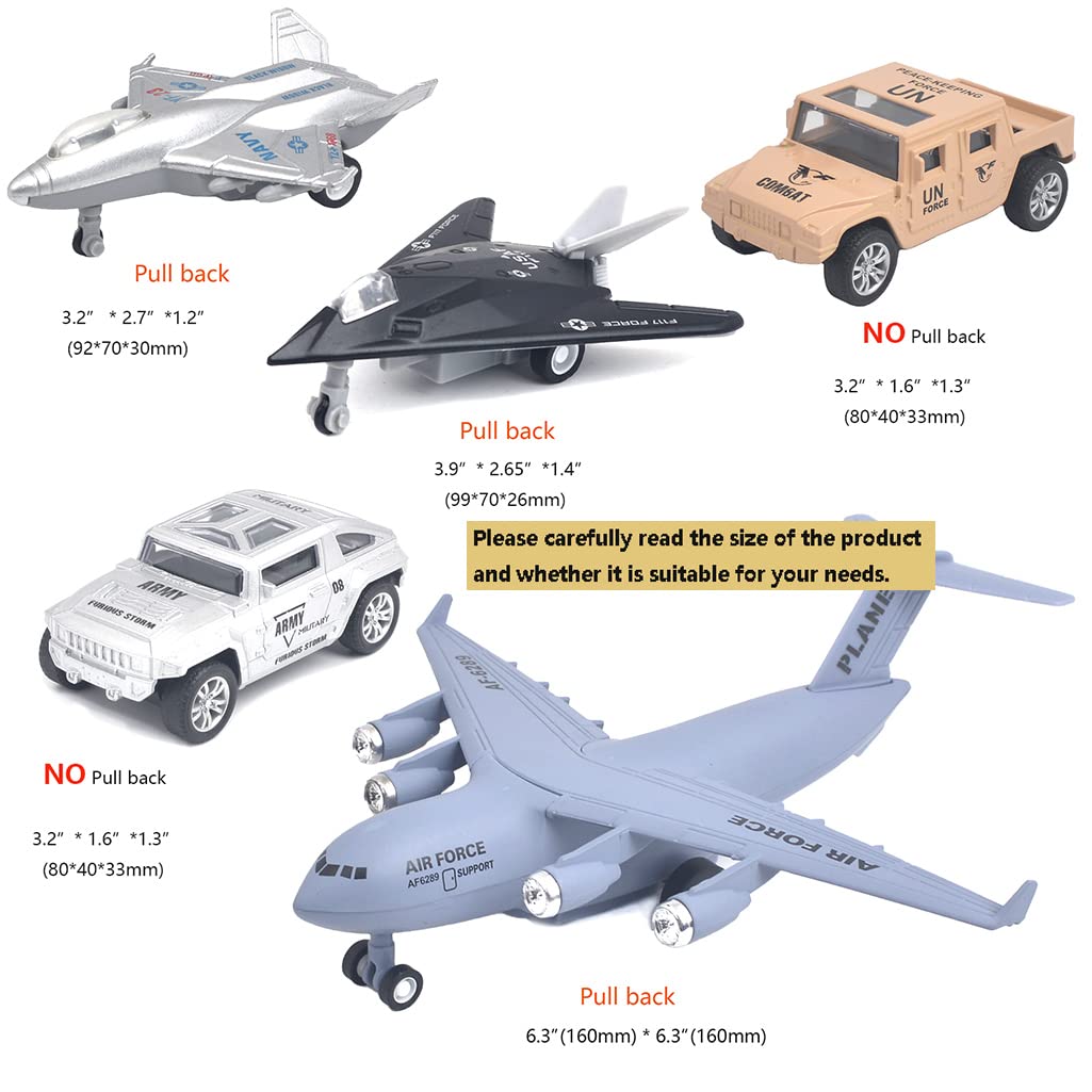 Ailejia Die Cast Metal Toy Cars Set of 5,Plane Military Aircraft and Aircraft Fighter Trucks Vehicle Transport aircraft for Boys Girls Birthday Gift (Military Series)