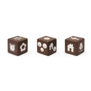 demdaco tell me a story conversation dice woodgrain 2 inch wood travel game set