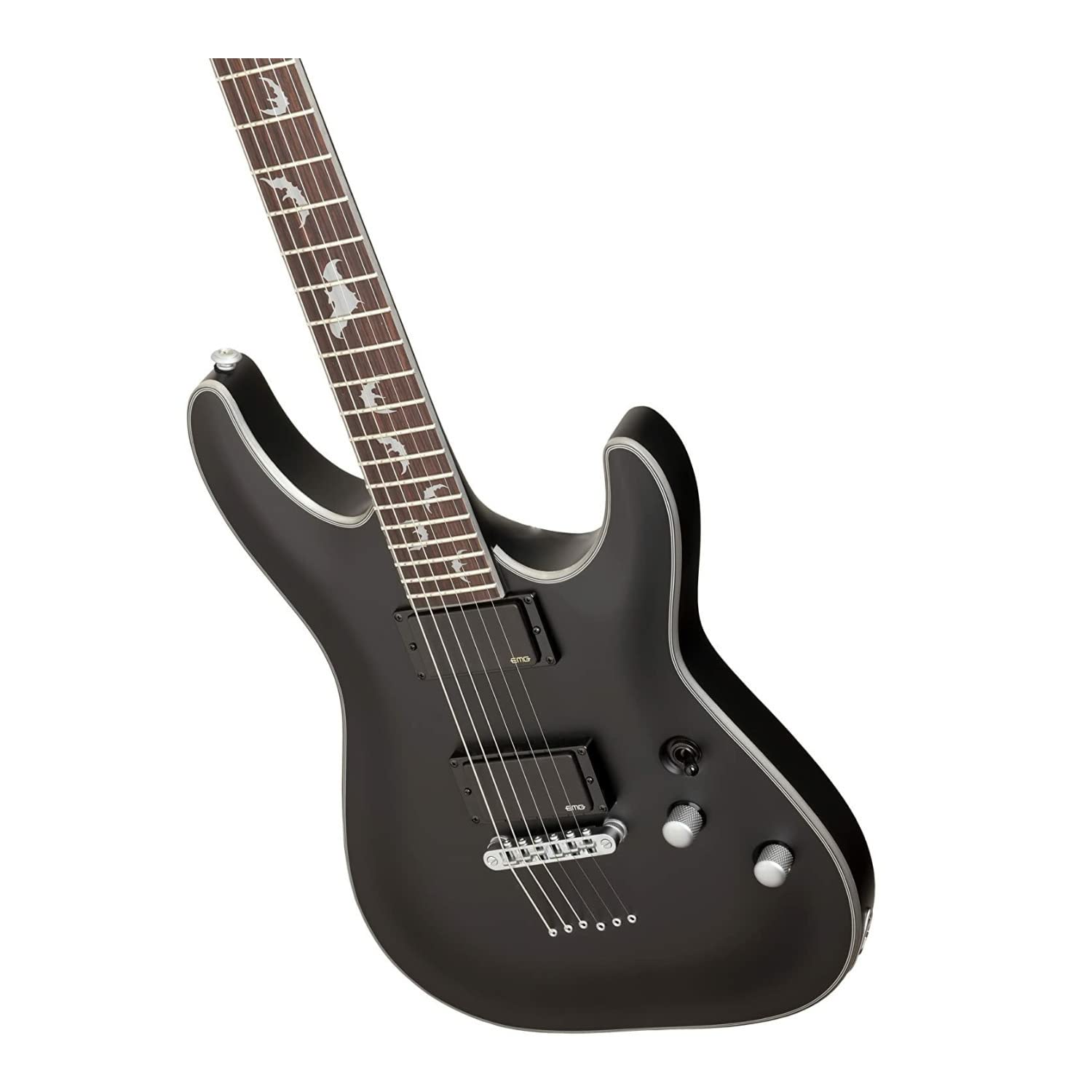 Schecter Damien Platinum-6 6-String Electric Guitar (Right-Hand, Satin Black) Bundle with Protective Carrying Case (2 Items)