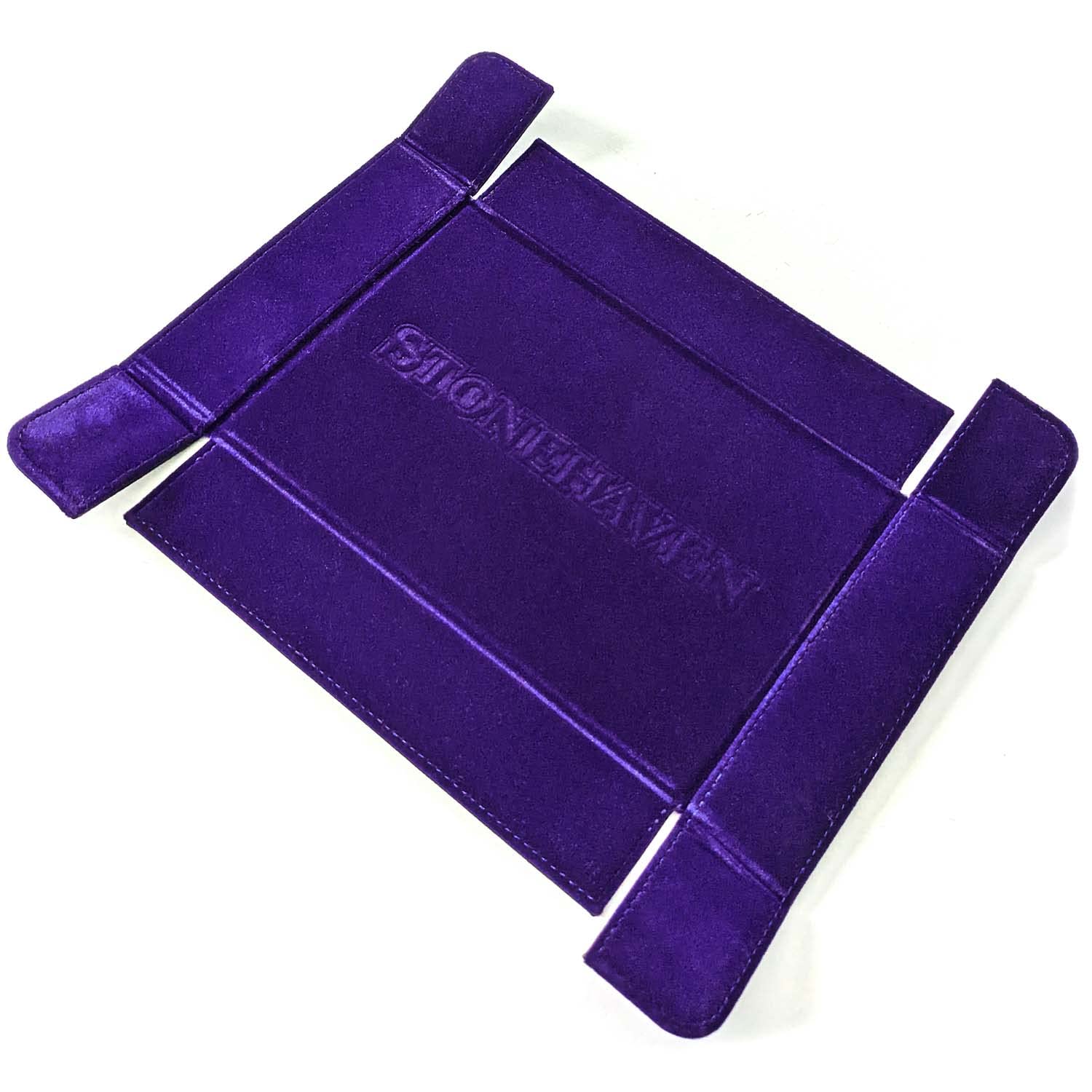 Stonehaven Royal Purple Velvet and PU Leather Foldable Magnetic Dice Tray - for Tabletop Games, Collectibles - Deep Purple Velvet, PU Leather, Magnets