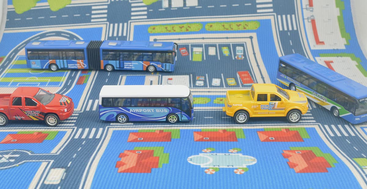 Ailejia Die Cast Metal Toy Cars Set of 5, New York City Bus and Vehicle for Boys Girls Birthday Gift