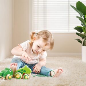 Hape Pull Along Frog Family with Anti-Rollover Wheels, Toddler Push and Pull Toys