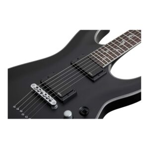 Schecter Damien Platinum-6 6-String Electric Guitar (Right-Hand, Satin Black) Bundle with Protective Carrying Case (2 Items)