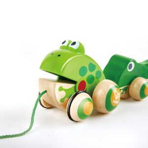 Hape Pull Along Frog Family with Anti-Rollover Wheels, Toddler Push and Pull Toys