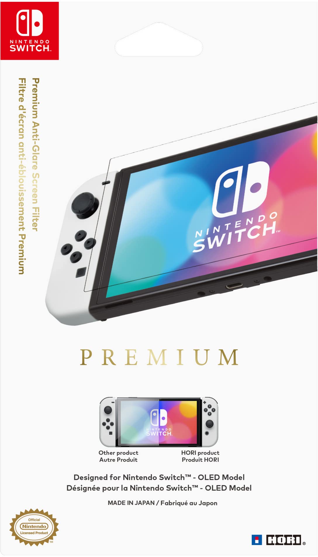 HORI Premium Anti-Glare Screen Protective Filter for Nintendo Switch (OLED Model) - Officially Licensed by Nintendo