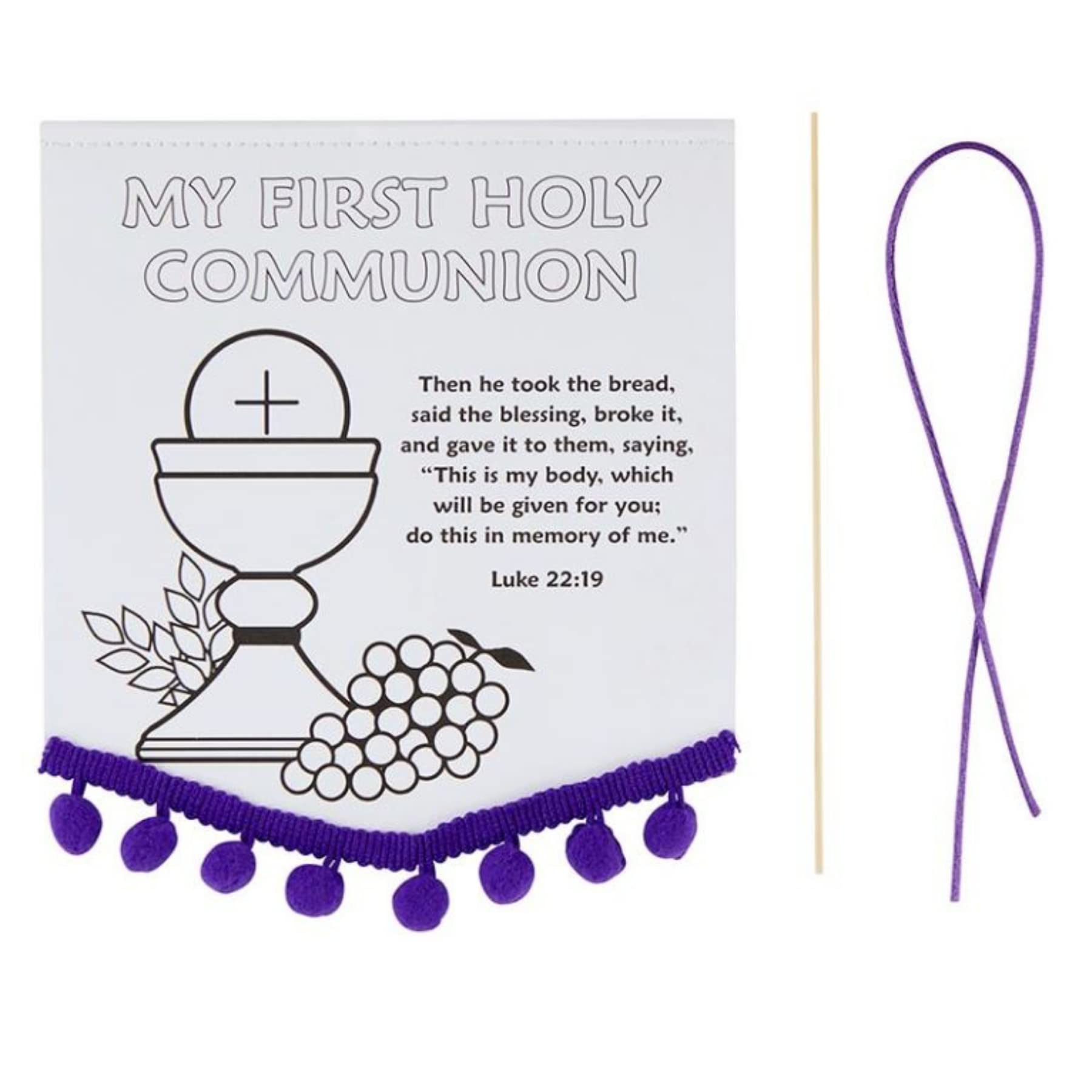 Wowser First Communion Banner Kits, DIY Sunday School or Church Activity, Arts and Crafts for Children, 12 Pack