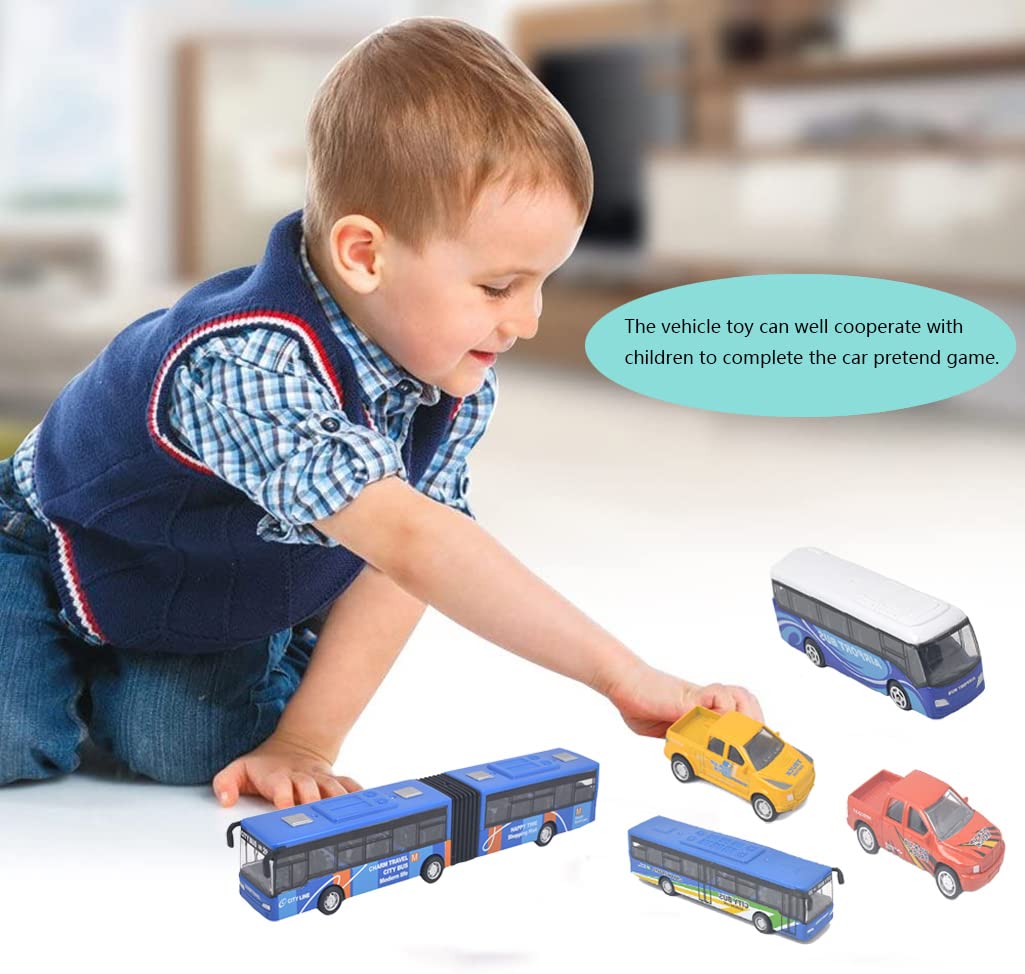 Ailejia Die Cast Metal Toy Cars Set of 5, New York City Bus and Vehicle for Boys Girls Birthday Gift