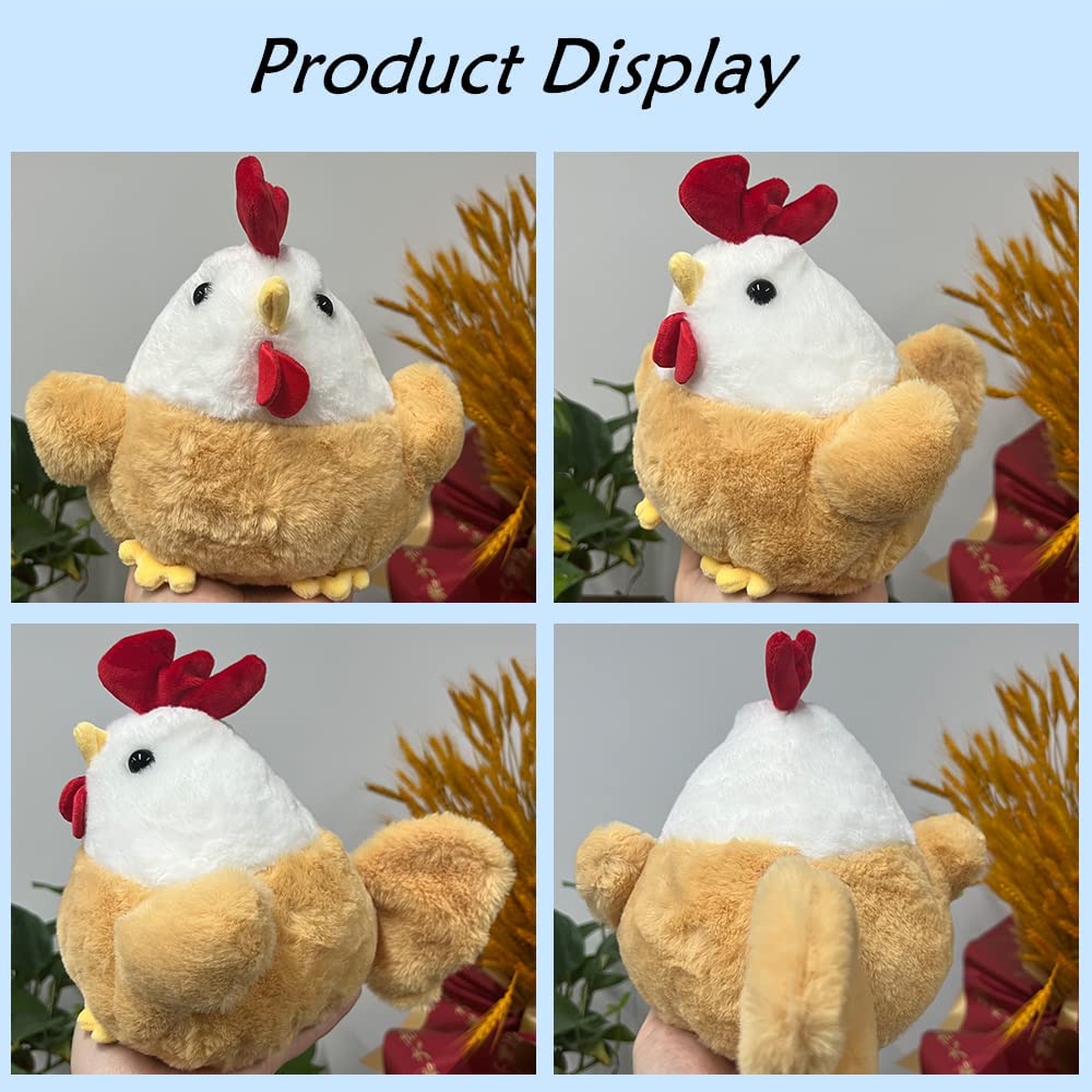 AUCOOMA Chicken Stuffed Animal Plush, Cute Stuffed Chicken Plushie Toy Gifts for Kids 9"