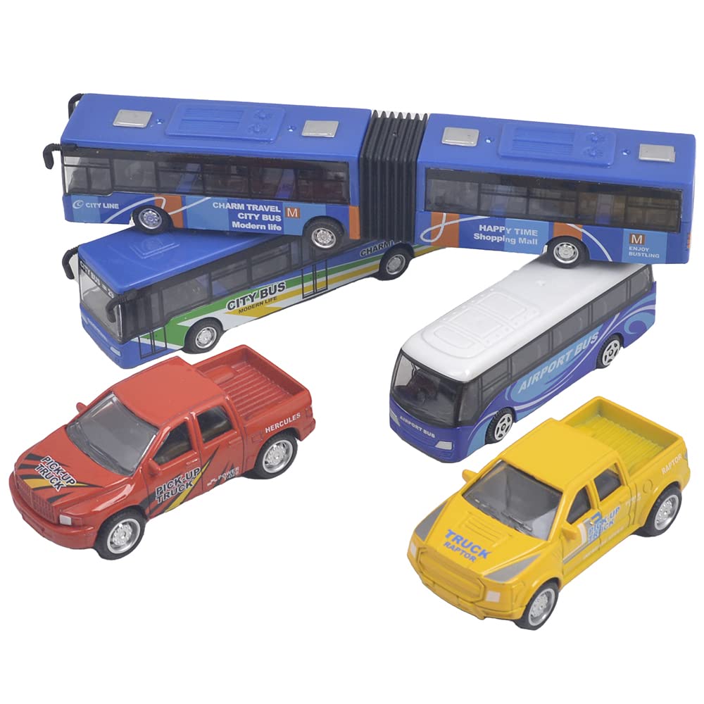 Ailejia Die Cast Metal Toy Cars Set of 5, New York City Bus and Vehicle for Boys Girls Birthday Gift