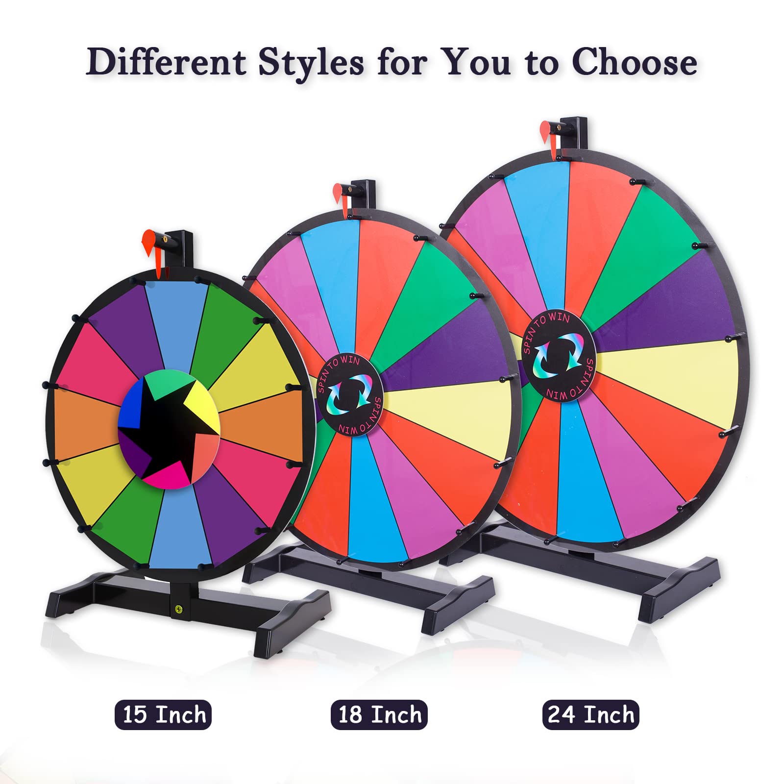 iElyiEsy 18 Inch Spinning Wheel for Prize 14 Slots Tabletop Prize Wheel Spinner with Stand, Dry Erase Marker and Eraser for Trade Show Carnival Party Pub Fortune Game