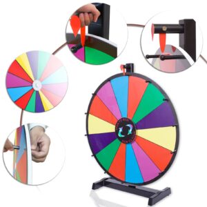 iElyiEsy 18 Inch Spinning Wheel for Prize 14 Slots Tabletop Prize Wheel Spinner with Stand, Dry Erase Marker and Eraser for Trade Show Carnival Party Pub Fortune Game