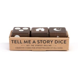 Demdaco Tell Me A Story Conversation Dice Woodgrain 2 inch Wood Travel Game Set