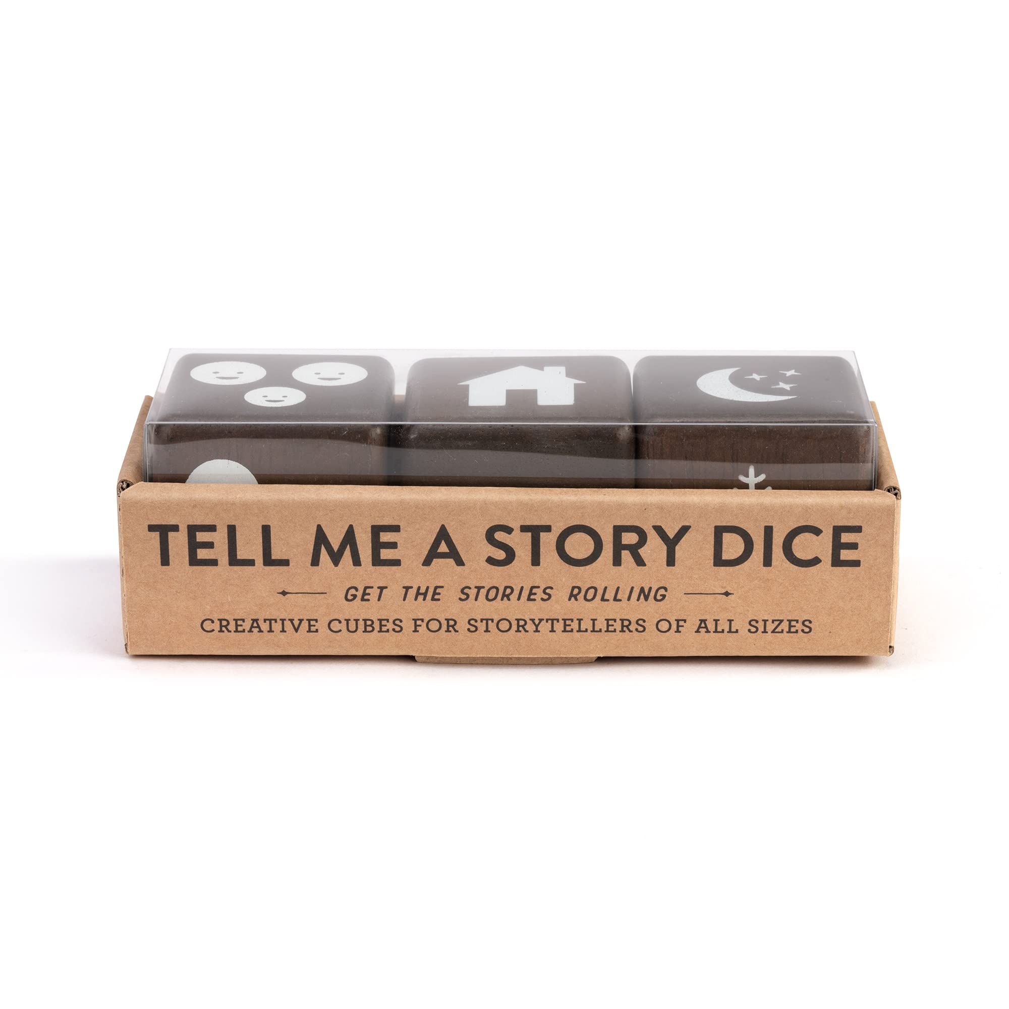 Demdaco Tell Me A Story Conversation Dice Woodgrain 2 inch Wood Travel Game Set